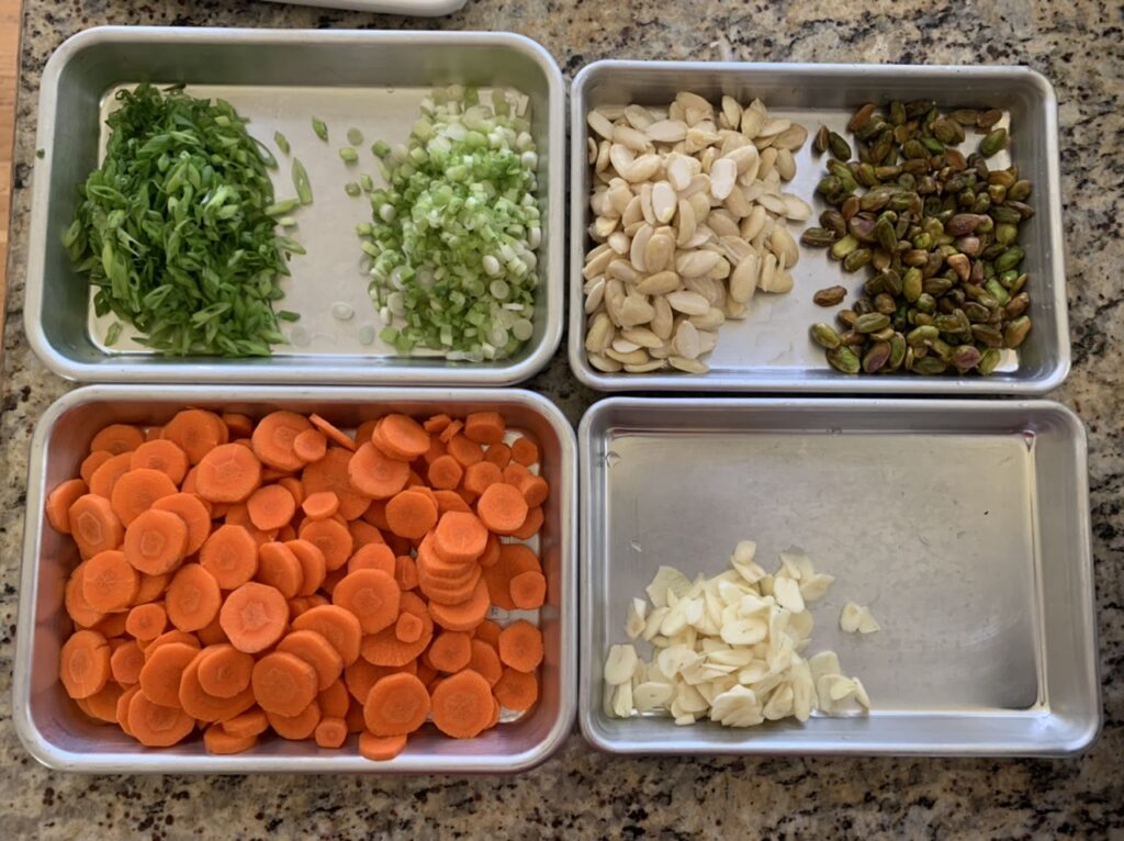 Preparing ingredients for Festive buttery bejeweled rice