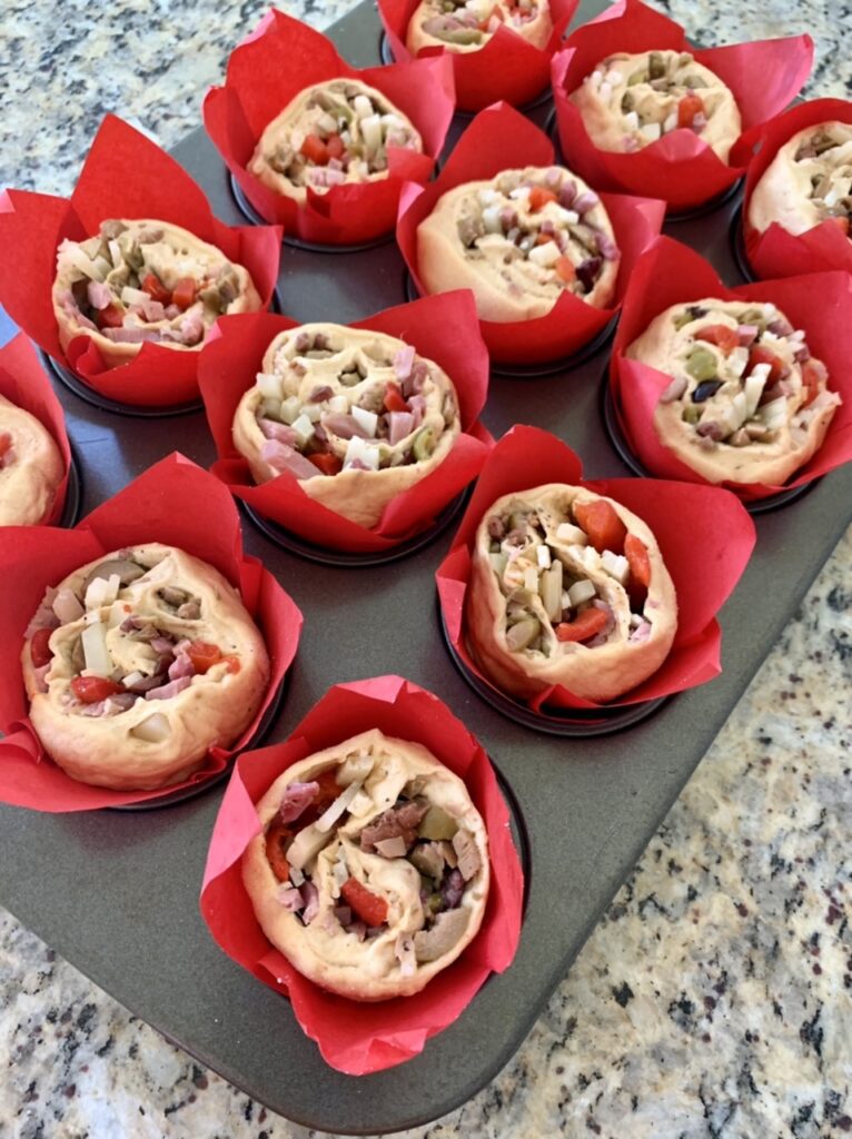 Spanish Inspired Ham & Cheese Spiral Muffin Bread