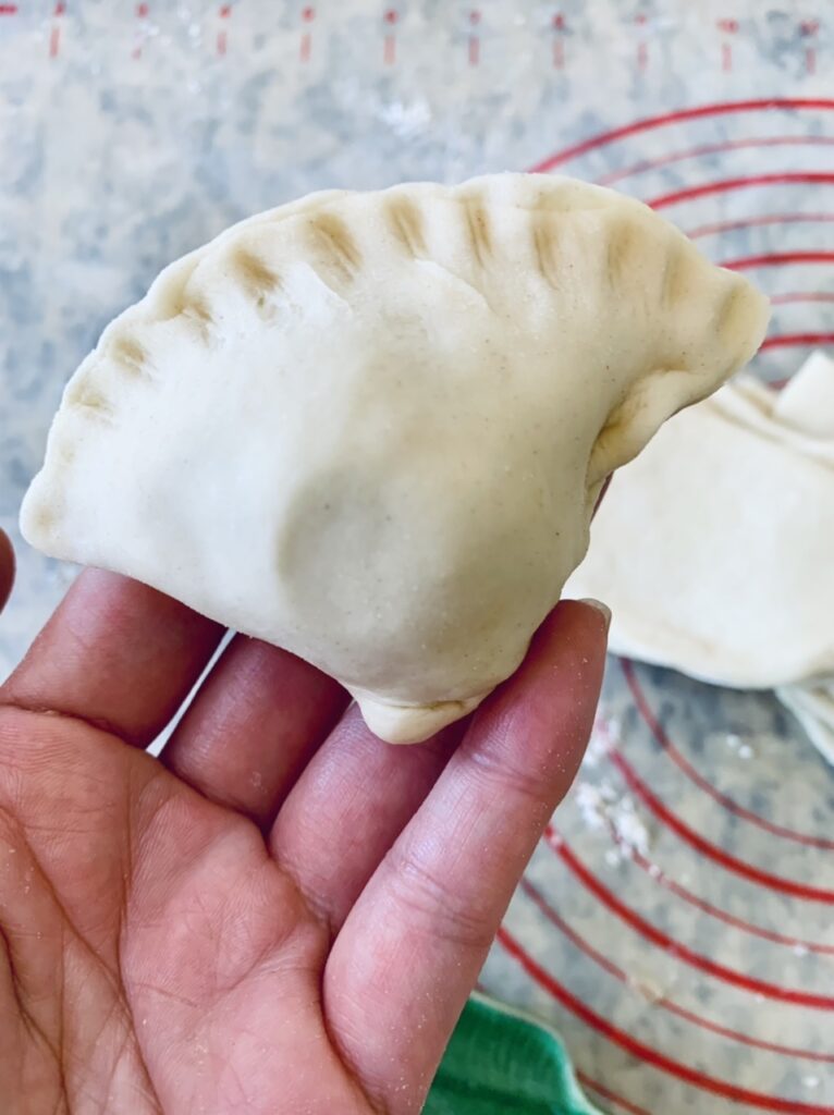 Assembling the Spicy Potato Samosas