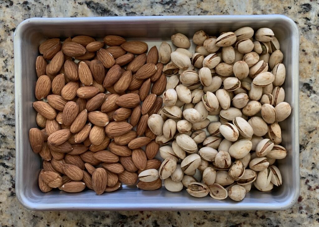 Preparing the nuts for Festive Buttery Bejeweled Rice