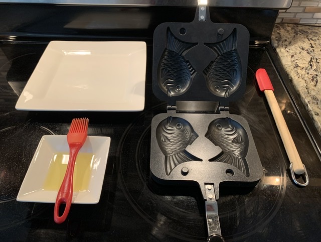 Setting up work space for taiyaki