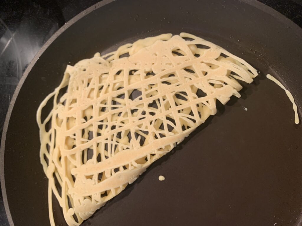 Folding Malaysian Roti Jala (Lacy Net Crepe)