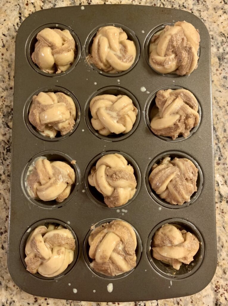 Egg Glaze on Sticky Braided Cinnamon Knots