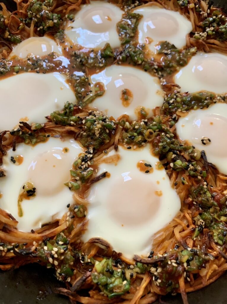 Spicy Potatoes Nest and Eggs