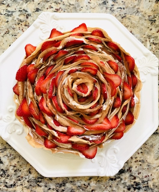 Strawberries & Cream Rollup Crepe Cake