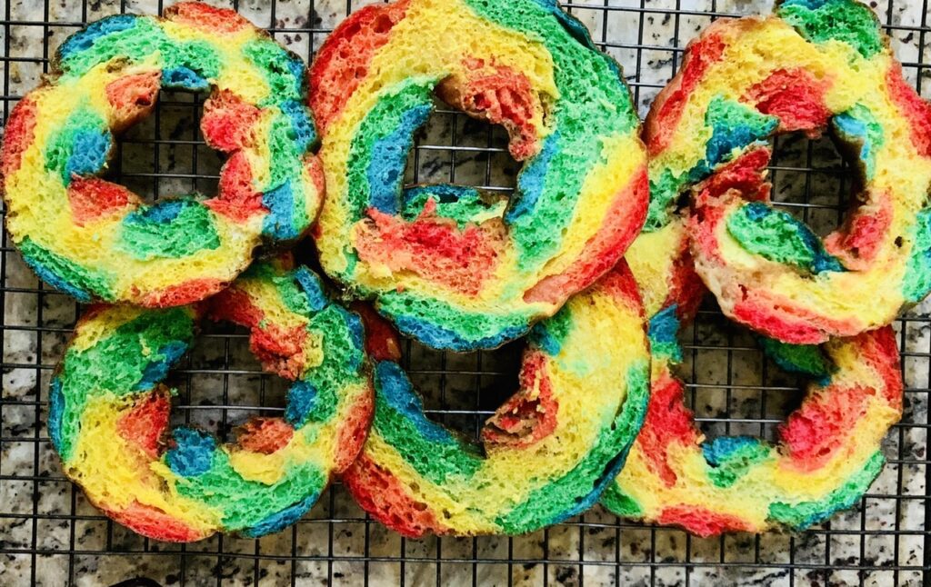 Colorful Rainbow Bagels