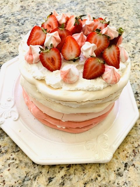 Ombré Pavlova Cloud Cake