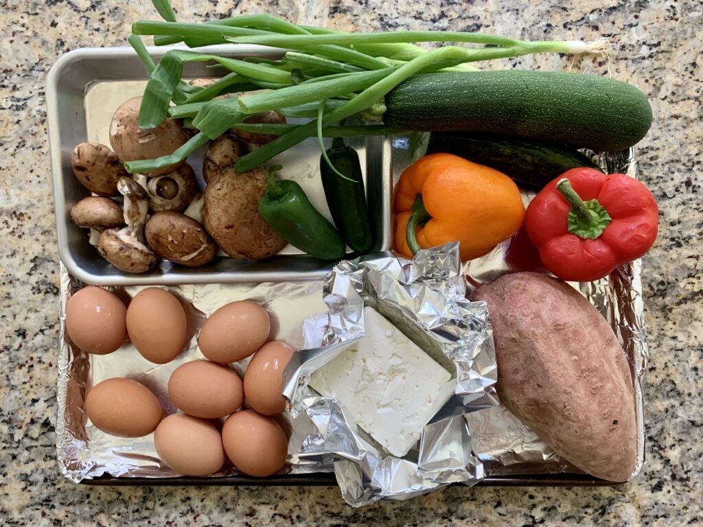 Ingredients for Colorful Veggies and Sweet Potatoes Casserole