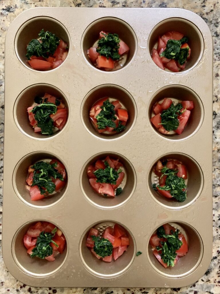 Distribute spinach evenly