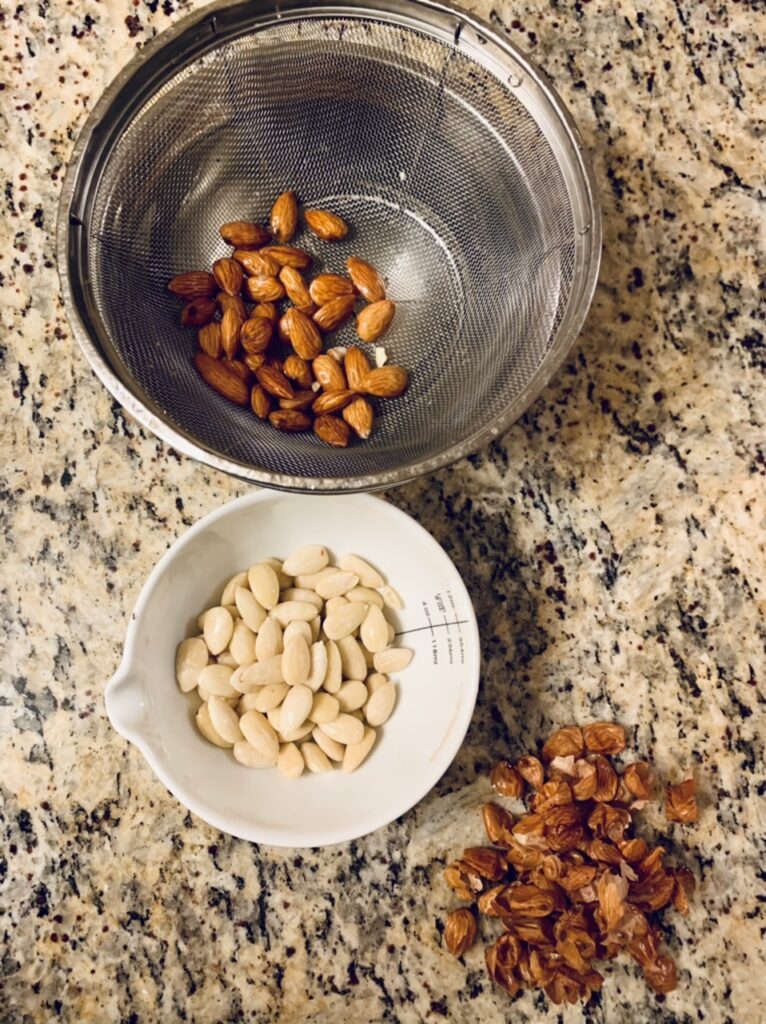 Preparing the Almonds for Holiday Dundee Cake