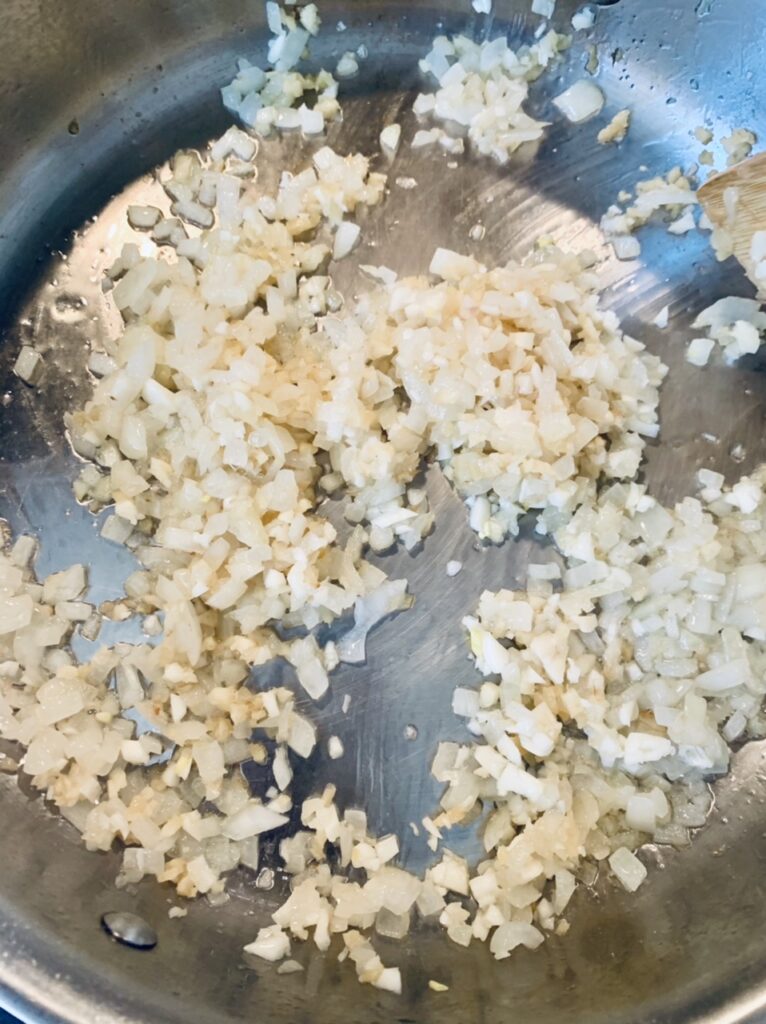 Preparing filling for Spicy Potato Samosas