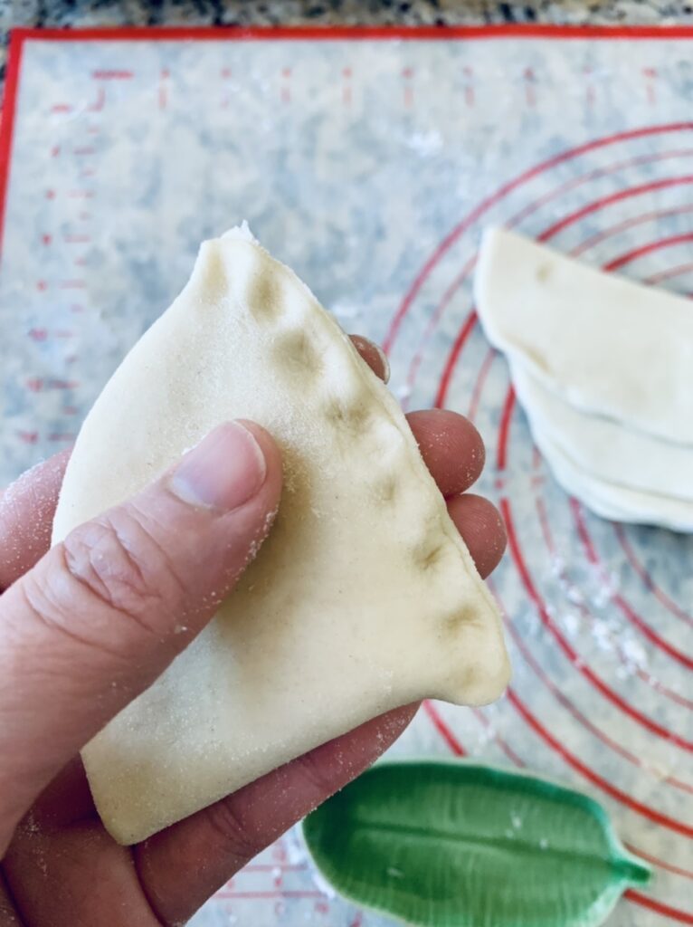 Assembling the Spicy Potato Samosas