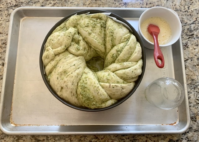 Shaping Savory Pesto Cheese Brioche Wreath