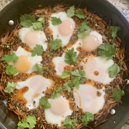 Spicy Potatoes Nest and Eggs