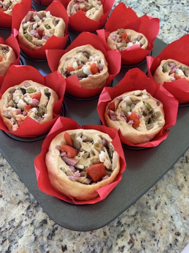 Spanish Inspired Ham & Cheese Spiral Muffin Bread