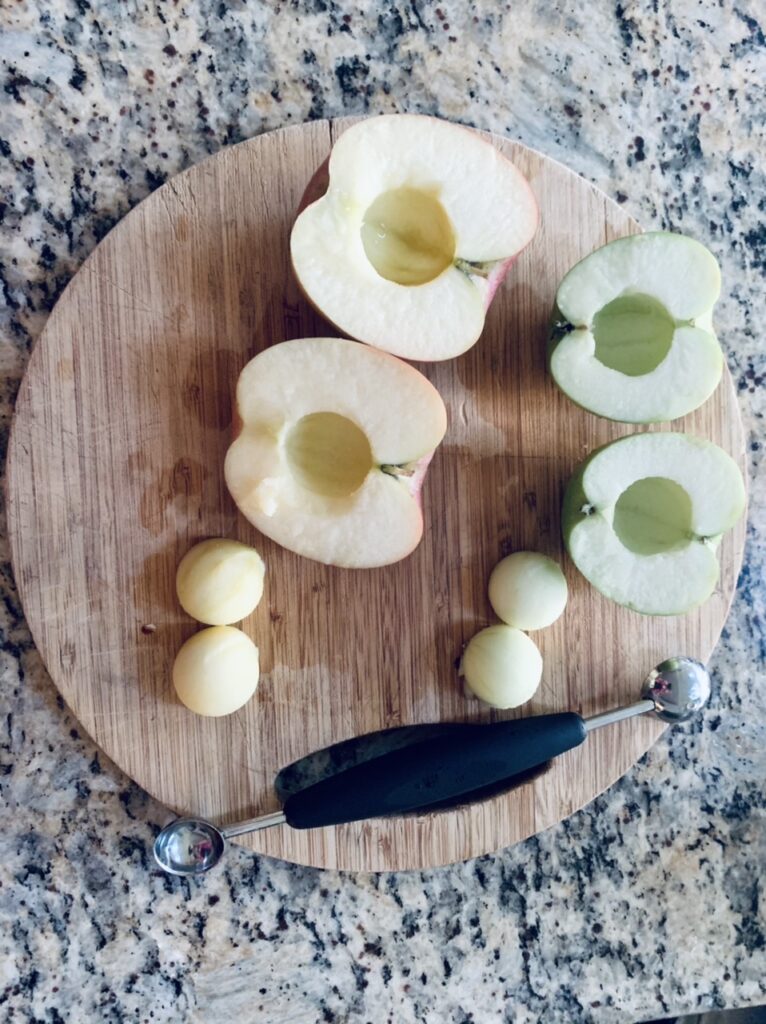 Preparing apples for Petite Apple Flower Tart