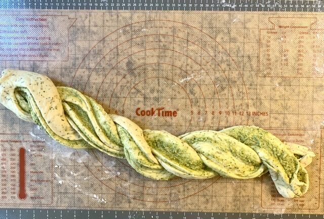 Shaping Savory Pesto Cheese Brioche Wreath