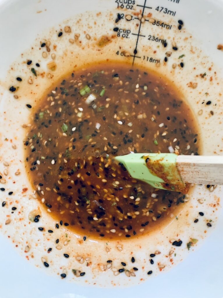 Making the sauce for Spicy Potatoes Nest and Eggs